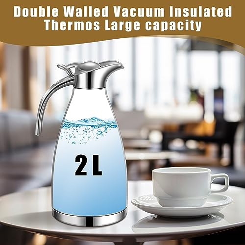 Uiifan 2 Pcs 68oz Thermal Coffee Carafe for Keeping Hot/Cold - color: Silver