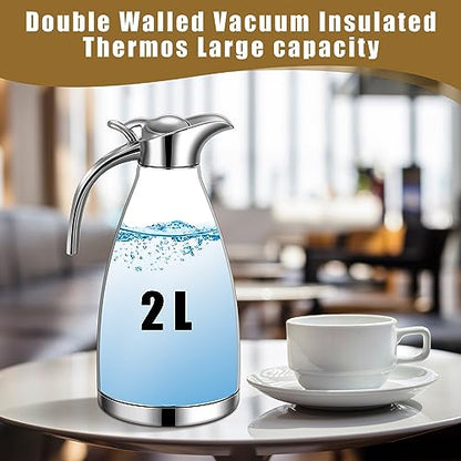 Uiifan 2 Pcs 68oz Thermal Coffee Carafe for Keeping Hot/Cold - color: Silver