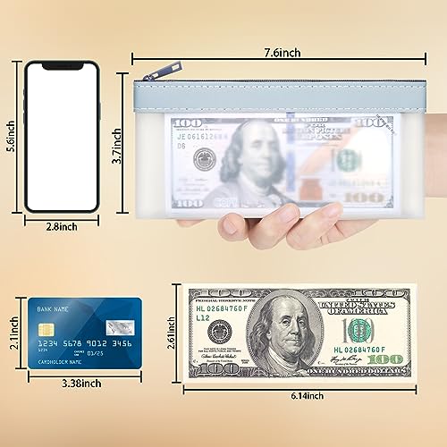 4 Pack Clear Money Envelopes for Cash Money Bag Pouch 7.6x3.7 inch - color: blue
