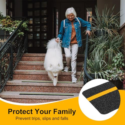 HARFINGTON 10Pcs Outdoor Stair Treads 4"x24" Non-Slip Step Strips Grip Tape - color: Yellow-Black, size: 4" x 24",0.47"