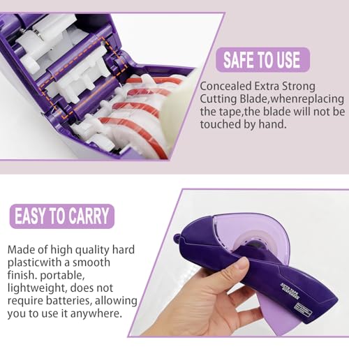 Automatic Tape Dispenser for Wrapping Gifts, Handheld Packaging Tape Dispenser Gun with Cutter, Dispensers for Adhesive Tapes-Purple - color: Purple