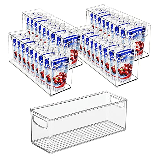 mDesign Small Plastic Nursery Storage Container Bins with Handles for Organization in Cabinet, Closet or Cubby Shelves - Organizer for Baby Food, Bibs, Formula - Ligne Collection - 4 Pack - Clear - size: 10 x 4 x 3 (Pack of 4)
