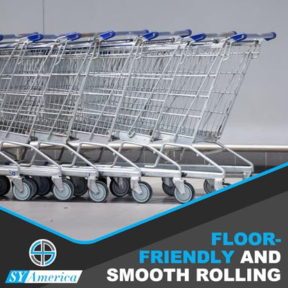 SY America 5" x 1.25" Shopping Cart Replacement Wheels Kit, Rubber Wheels for Grocery & Supermarket Carts, Smooth & Quiet Rolling, 350 lbs per Wheel, Universal Fit, 5/16" Bore, Grey, 50 Pack - style: 50-Pack (5/16'' Bore)