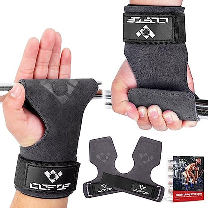 Weight Lifting Wrist Strap, Double-Layer Leather for Deadlift Powerlifting - color: Gray
