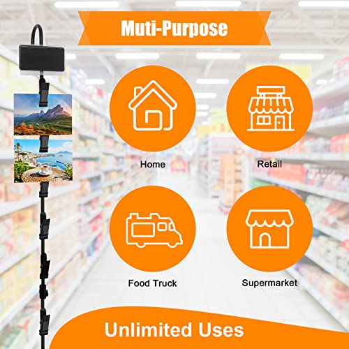 6 Pack Metal Display Merchandising Hanging Strips, 32 inches Retail Metal Strips 72 Clips Rack Display Strips with 6 Head Labels Holder for Clip on Potato Chips Snack1