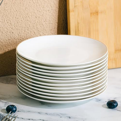 BTaT- White Dessert Plates with Gold Rim, Set of 6, 8" Round, Porcelain, Elegant Style, Dinner Plates - color: White with Gold rim, size: 8 inch, Set of 6