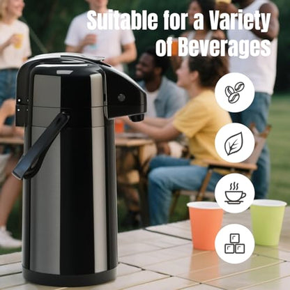 PARACITY Coffee Dispenser with Pump, Coffee Carafe, 84.5 fl oz/2.5 L, Black - color: Black