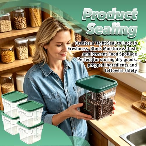 4 Pack 6QT Commercial Clear Food Storage Containers with Lid, NSF - color: Green, size: 6Qt-4 Pack