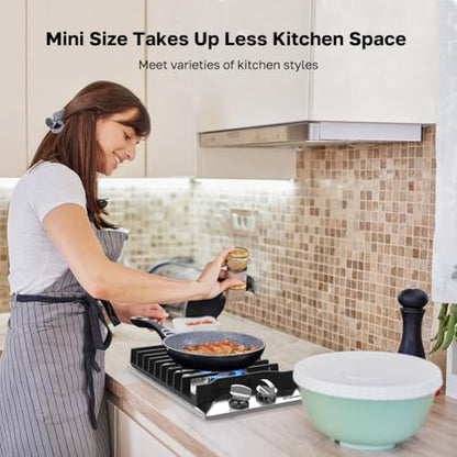 12 Inch Gas Cooktop, ThermoMate Heavy Built In Gas Rangetop with 2 High Efficiency SABAF Burners, NG/LPG Convertible 304 Stainless Steel Stove Top with Flame Out Protection, CSA Certified - size: 12 inch 2 burners