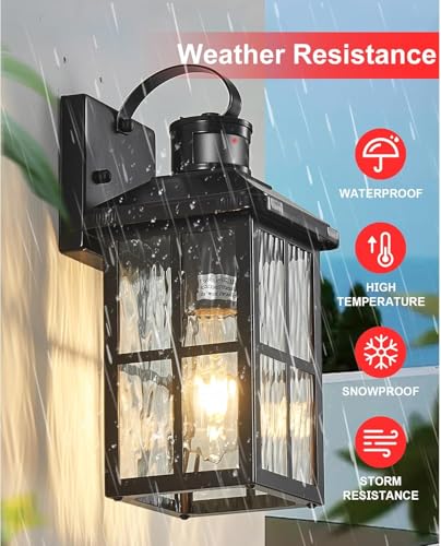 2 Pack Motion Sensor Porch Light Dusk to Dawn Outdoor Wall Light - color: Black 2