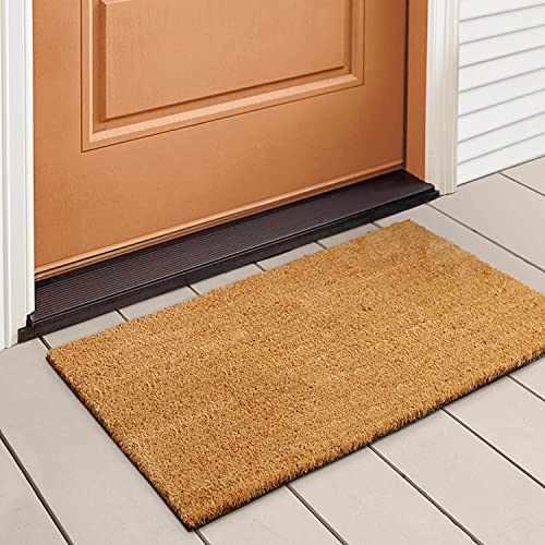 LuxUrux Hello Door Mat Outdoor Coco Coir Doormat, with Heavy-Duty PVC Backing - Natural - Perfect Color/Sizing for Outdoor/Indoor uses. - color: Desert Sand, size: 17'' x 36''