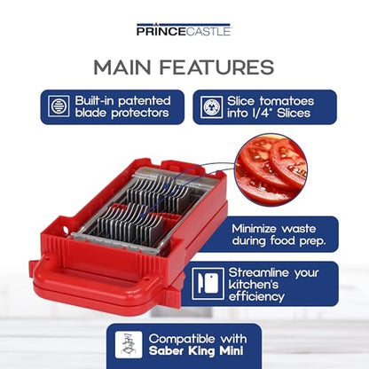 Prince Castle Saber King Red Tomato Blade & Pusher Set - 3/16" Slices, for 4 Tomatoes - Vegetable Chopper and Kitchen Chopper Replacement Blade, Tomato Slicer Commercial Tool - style: Set