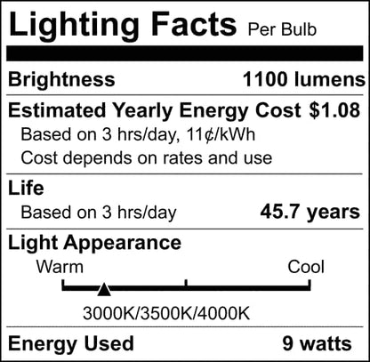 Satco LED PL Lamp 9.5W Replaces 18W/26W/32W CFL 3000K/3500K/4000K CCT Selectable G24q 4-Pin Base Dimmable S29856