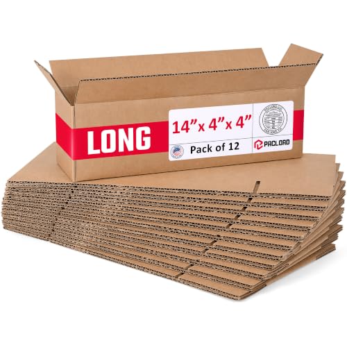 Long Cardboard Boxes 14"L x 4"W x 4"H (Pack of 12) - USA-Made Packing Boxes for Moving, Shipping, or Storage - USPS, UPS, FedEx Approved - Professional Packing Supplies for Moving - color: Pack of 12, size: Long 14x4x4"