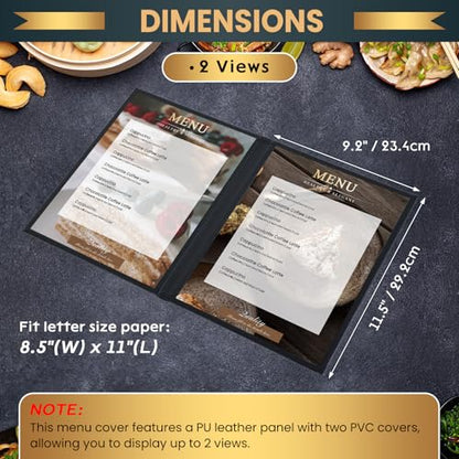 Menu Covers 8.5 x 11 Inch, 2 Page 2 View, 12 Pack - size: 2 View