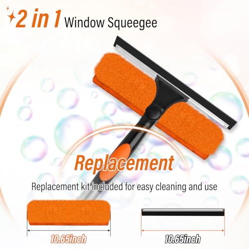 26FT High Window Cleaning Kit with Pole,2 in1 Professional Window Squeegee - color: 10.65in Squeegee, size: 20FT(Reach 26ft)