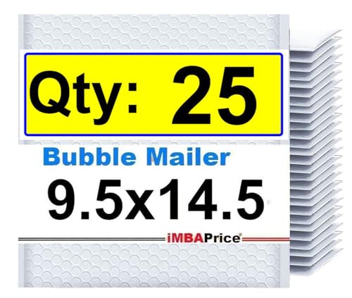 iMBAPrice 9.5x14.5 Inches White Color Polybubble Bag, 25-Pack Large Size #4 Self Seal Poly Bubble Mailers Padded Packing Envelopes (Total 25 Bags) - color: White Poly Bubble, size: 9.5"x14.5" Poly (25 Envelopes)