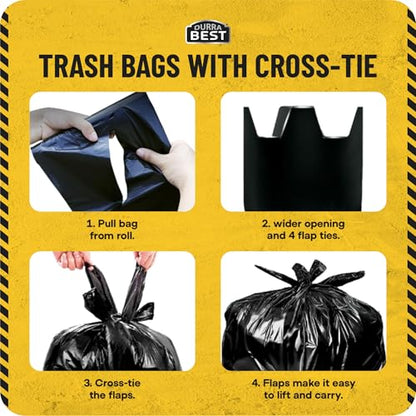 MAAXForce 55 Gallon Contractor Trash Bags with Flap Ties | 2 Mil Heavy-Duty Black Garbage Bags | Leak-Proof & Puncture-Resistant | Made in USA | 36" x 56" Large Construction & Yard Bags (40-Count) - style: Flap Tie