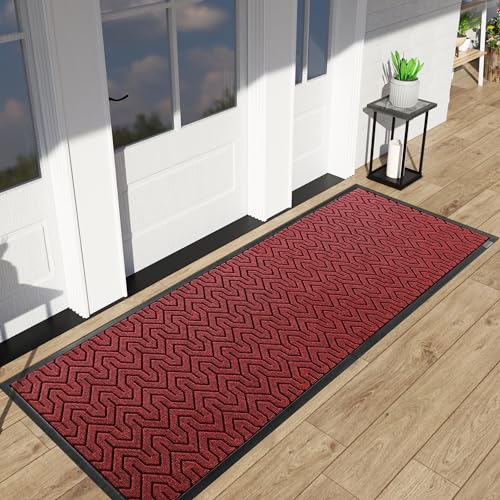 Yimobra Extra Long Indoor Outdoor Mats for Front Door, Black Red, 72x24 - color: Black Red, size: 72x24 Inch