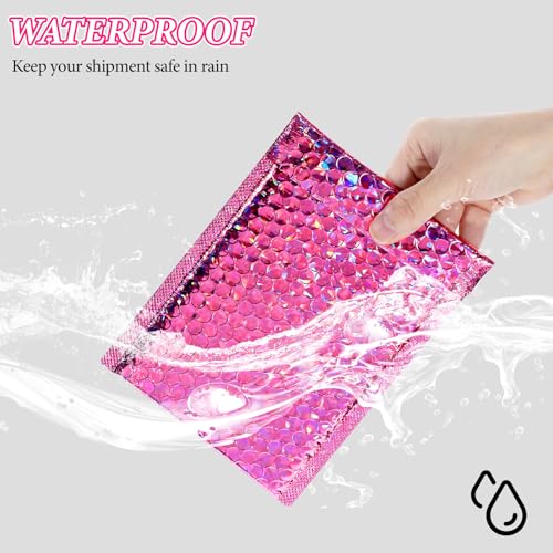 60 Pcs Bubble Mailers Holographic Bubble Mailers Opaque Padded Envelopes Self Seal Shipping Envelopes for Mailing, Packaging, Boutique, Thick Bubbles Padded Mailer - 5.9 x 7.87 Inch