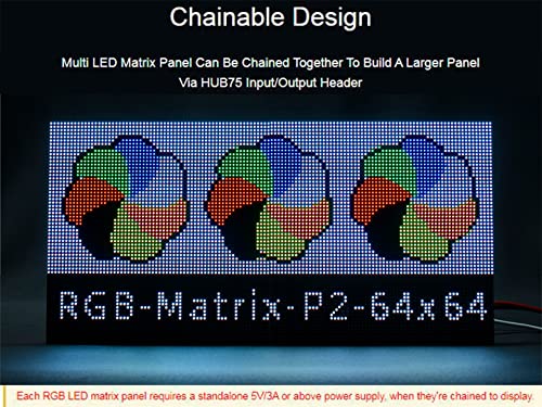 waveshare RGB Full Color LED Matrix Panel 64x64, 4096 RGB LEDs, 2mm Pitch, Adjustable Brightness, Display Text, Colorful Image, Animation,Compatible with Raspberry Pi/Raspberry Pi Pico / ESP32 - color: 64x64-2 M M Pitch