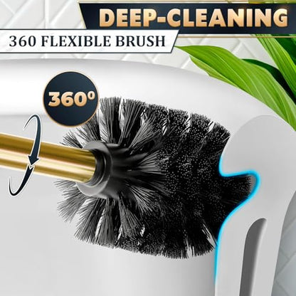 Gold Toilet Brush and Holder Set, Freestanding (Square Shape)