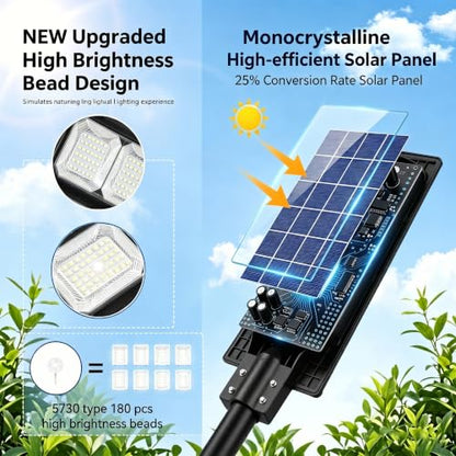 LANGY 2 Pack Led Solar Street Lights Outdoor 150000 Lumens,180 PCS LED,Dusk to Dawn Solar Powered Street Lights with Remote for Barn,Yard, Garden,Basketball Court - size: 2PACK 150000LM
