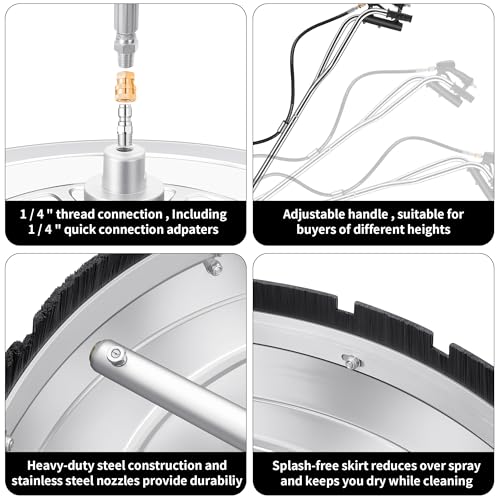 30" Pressure Washer Surface Cleaner with 4 Wheels - Stainless Steel Dual Handle Surface Cleaner for Pressure Washer Attachment for Concrete, Patio, Sidewalk, Deck and Driveways - size: 30 Inch Dual Handle