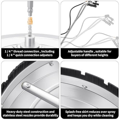 30" Pressure Washer Surface Cleaner with 4 Wheels - Stainless Steel Dual Handle Surface Cleaner for Pressure Washer Attachment for Concrete, Patio, Sidewalk, Deck and Driveways - size: 30 Inch Dual Handle