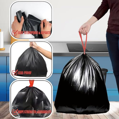 BEIDOU-PAC 4-6 Gallon Trash Bags Drawstring, 150 Count Bulk Value Pack, Black & Unscented Multi-purpose Garbage Bags for Business Home Bathroom Kitchen Commercial and Industrial - style: 4-6 Gallon |150 Count(Value Pack)