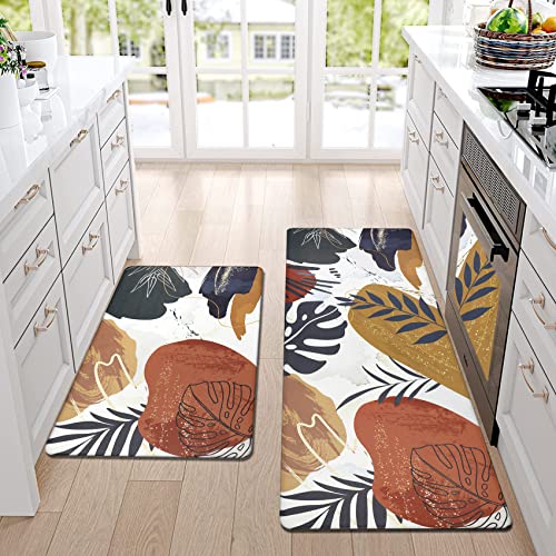 Homcomoda Boho Kitchen Rugs Set of 2 Non Skid Kitchen Mats for Floor Cushioned Anti Fatigue Kitchen Floor Mats Waterproof Comfort Mats for Standing Sink Laundry - color: Boho Blue, size: 17.3"x28"+17.3"x47"/0.4inch