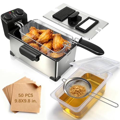 CATTLEMAN Deep Fryer with Oil Filtration, 1600W, 3L, Stainless Steel - color: Deep Fryer with Oil Filtration