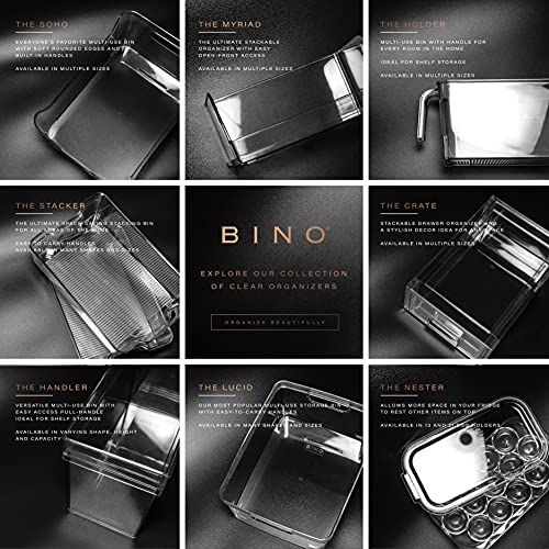 BINO | Stackable Storage Bins, Large - 4 Pack | The Stacker Collection | Clear Plastic Storage Bins | Organization and Storage Containers for Pantry & Fridge | Multi-Use Organizer Bins | BPA-Free - size: 4PK - Large