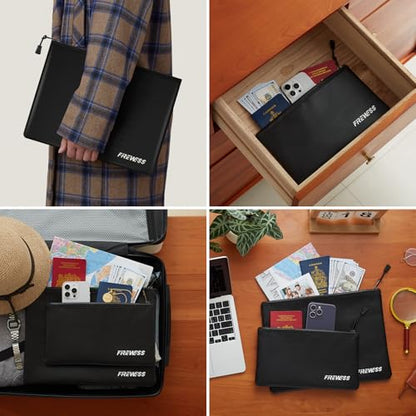 Fireproof Document Bag -2 Pack 13.4"x10" and 11"x6" Non-Itchy Fireproof Money Bag, Waterproof Zipper Holder for Valuables, Fire & Water Resistant Safe Pouch for File,Cash,Passport,Keys - size: 2 Pack 13.4"x10" and 11"x6"