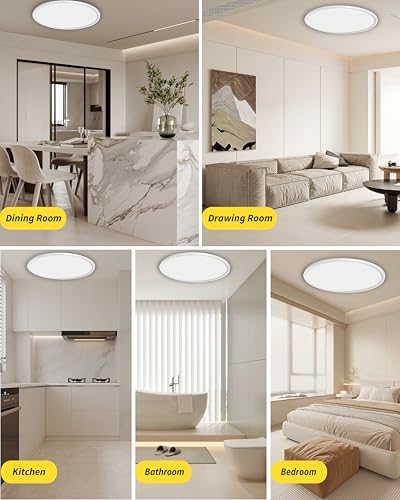 1Pack 20 Inch Large LED Flush Mount Ceiling Light, 40W,4350LM, 3000K/4000K/6000K CCT Selectable,White Round Flat Panel Light Low Profile Ceiling Light Fitures for Hallway, Kitchen, Bedroom, Office - color: White, size: Wall Switch Control-20Inch-1Pack