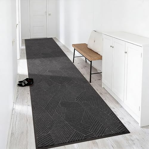 Heavy Duty Front Door Mat Indoor Outdoor, 2′ x 6′ Entryway Runner - color: Charcoal Grey, size: 2' x 6' (Rectangular)