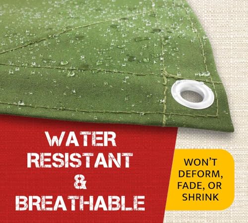 Mytee Products 6' x 8' Green Canvas Tarp 12oz Heavy Duty Water Resistant - color: Green (1 Pc), size: 6' x 8'