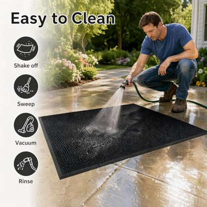 Outdoor Entrance Front Doormat, 32x39 Rubber Heavy Duty Mat
