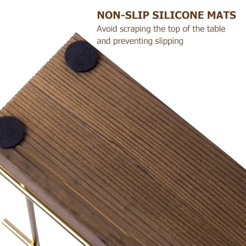 MyGift Upright Napkin Holder, Brass-Tone Metal with Burnt Brown Wood Base - color: Brass / Brown