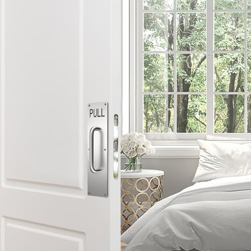 Sumnacon 1 Set 16" Stainess Steel Door Handle Pull Push Plate Handle,Silver - color: Silver, size: 15.7x3.9 Inches