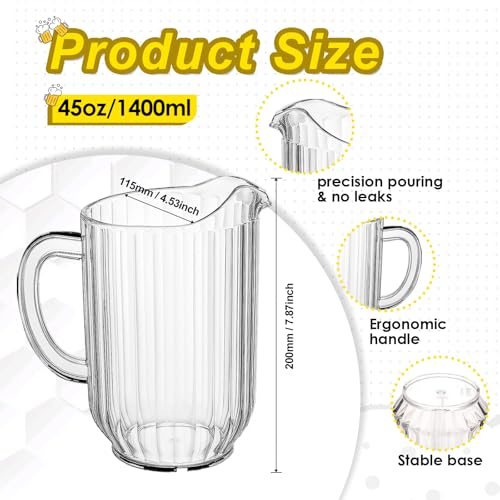 45 Oz Plastic Beer Pitcher Set,Commercial Grade Anti-Drip Restaurant Water Pitcher with Handle,Frost-Resistant Design,Ideal for margarita, Sangria, Lemonade Iced Tea (6 Pack, 45oz(1400ml)) - color: 6 Pack, size: 45oz(1400ml)