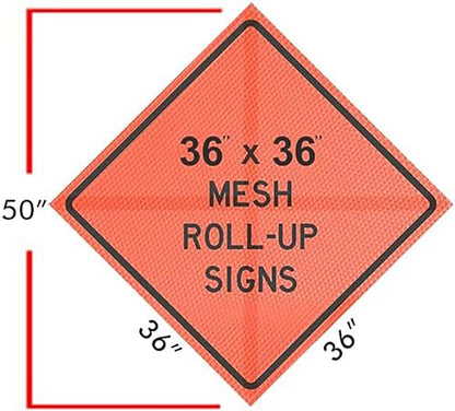 36"x36" Mowers Ahead Orange Mesh Roll-Up Signs 4-Pack - color: Mowers Ahead