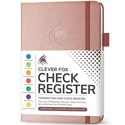 Clever Fox Check Register Book, Checkbook Ledger, 5.8x8.3 Rose Gold - color: Rose Gold, size: A5 (5.8'' x 8.3'')