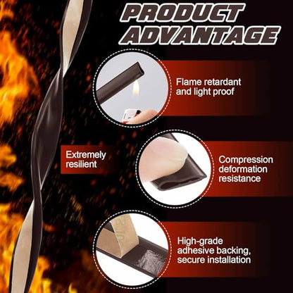 4 Pcs Adhesive Fire/Smoke Door Gasket Seal, 0.5" W X 0.25" H X 20' L, Brown - color: Brown, size: 0.5" W X 0.25" H X 20' L