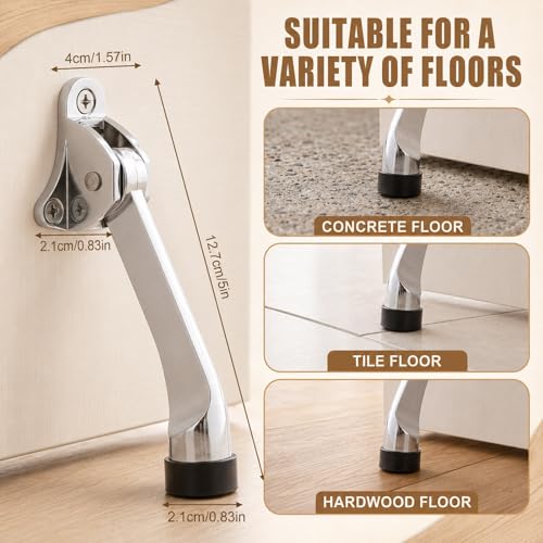 20 Pack Kickdown Door Stopper, 5" Metal with Rubber Tip