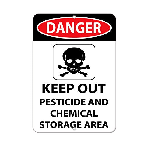 Danger Keep Out Pesticide and Chemical Storage Area Label Vinyl Decal Sticker Kit OSHA Safety Label Compliance Signs 8"