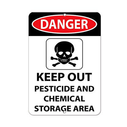 Danger Keep Out Pesticide and Chemical Storage Area Label Vinyl Decal Sticker Kit OSHA Safety Label Compliance Signs 8"