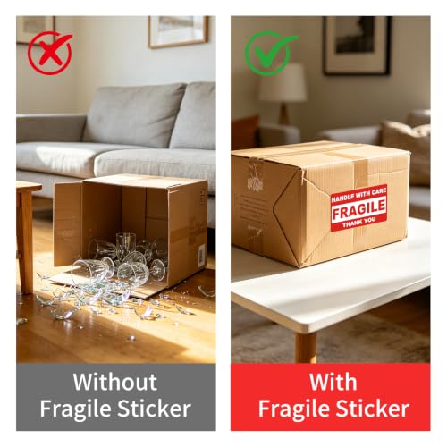 2"×3" Fragile Stickers, 500 Labels/Roll, 2Rolls - size: 2" x 3" - 2 Rolls
