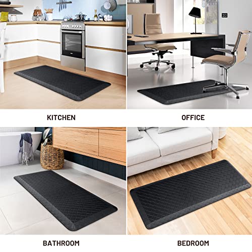 HappyTrends Kitchen Floor Mat - 4/5 Inch Thick Anti-Fatigue Kitchen Rug - color: Black, size: 39"L x 17.3"W x 0.8"Th
