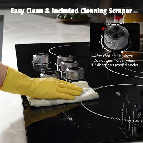 30 Inch Electric Cooktop Anti-slip Knob, 5 Burner Cookrop 8500W - size: 30 Inch 5 Burner 585138